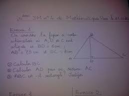 Bonjour j'ai un DM de maths niveau 4ème pour jeudi c'est sur le théorème de  Pythagore et la réciproque - Nosdevoirs.fr