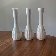 Vintage Large Milk Glass Vases Set Of