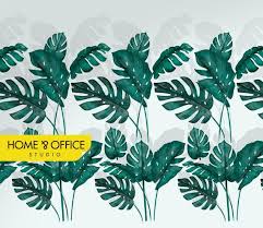 monstera leaves home office space ideas