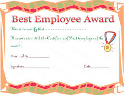 Best Employee Award Certificate Template Award Certificate