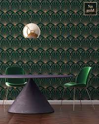 Art Deco Wallpaper Dark Green Wall