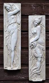 Pair Of Female Garden Wall Plaques