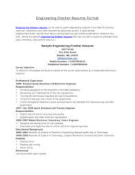 Resume Format For Mechanical Engineers Freshers It Cover