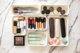 organized makeup drawer stock photos