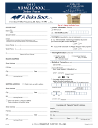 A Beka Book Homeschool Order Form 2015 Grade 5 Section