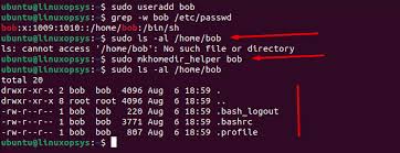 home directory for existing user in linux