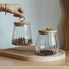 Glass Airtight Jars With Wooden Lid And