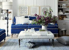 one kings lane blue slipcover sofa with