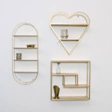 Gold Metal Oval Wall Shelving Unit
