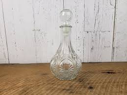 vintage pressed glass liquor decanter w