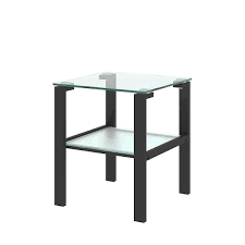 Amucolo 17 72 In W X 17 72 In D X 20 87 In H Black Small Square Double Deck Glass Coffee Table Modern Side Center Table