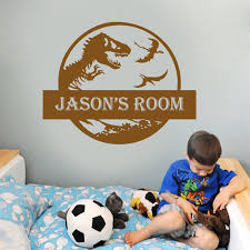 Jurassic park kid suites are a series of (only) 8 jurassic park themed rooms for children at the loews royal pacific resort.this hotel is located in orlando, florida, near the islands of adventure.the rooms are 670 sq feet. Personalized Name Jurassic Park Forest Theme Dinosaur Wall Sticker Vinyl Home Decor Kids Boys Room Decals Nursery Murals 3677 Wall Stickers Aliexpress