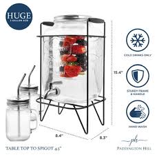 2 gallon glass drink dispenser with