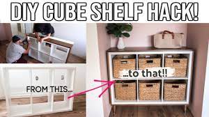 The shelves provide the ideal place to hold dvd players, records, or dvds themselves! Diy Furniture Makeover For The Nursery Mid Century Modern Cube Shelf Makeover Ikea Hack Youtube