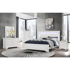 95 king bed + dresser + mirror + chest + nightstand Pompei Panel Bedroom Set White By Global Furniture Furniturepick