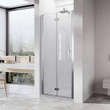 Forclover 32 In W X 72 In H Bi Fold Semi Frameless Shower Door In Chrome Finish With Clear Glass