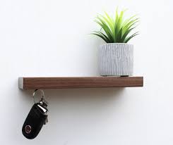 Magnetic Walnut Key Holder With Shelf