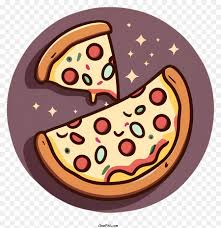 cartoon pizza slice with colorful