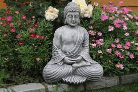 Stone Fan Buddha Garden Ornament Statue