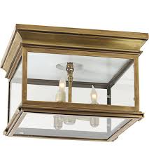 Visual Comfort Cho4311ab Cg E F Chapman Club 3 Light 13 Inch Antique Brass Outdoor Flush Mount In Clear Glass