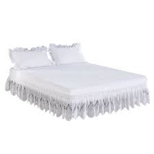 lace elastic bedside white bed skirt