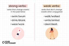 strong verbs vs weak verbs comparing