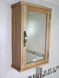oak wall mounted mirrored bathroom