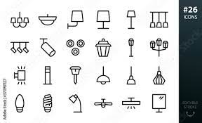 Lighting And Lamps Icons Set Set Of