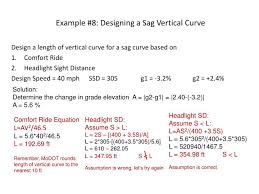 Designing A Sag Vertical Curve
