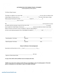 Letter Of Consent For Travel Of A Minor Child Template Collection
