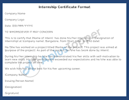 internship certificate format sle