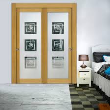 2 Panels Solid Wood Sliding Closet Door