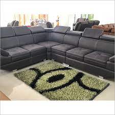 l shaped black pure leather sofa set