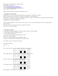 indirect truth tables for arguments and