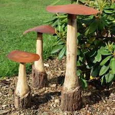 large iron mushroom garden ornament