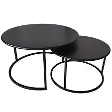 Black circle coffee table tent. Trang Coffee Table Nest Le Forge