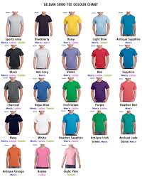 Gildan Tee Shirt Color Chart Bedowntowndaytona Com