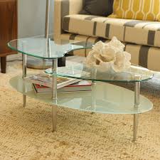 Walker Edison Oval Glass Coffee Table