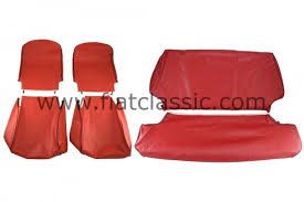 Seat Covers Red Front And Rear Fiat 500 R