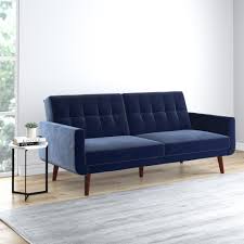 gardens nola modern futon blue velvet