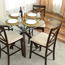 French Style Tempered Glass Solid Wood Bar Set For 4 Person Brown