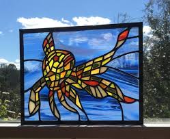 stained glass betta fish panel