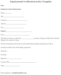 Printable Sample Letter Of Employment Verification Form In