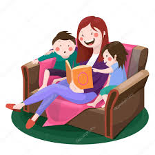 Image result for child reading with parent cartoon