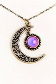 Gold Crescent Moon Pendant Mood Necklace Earthbound