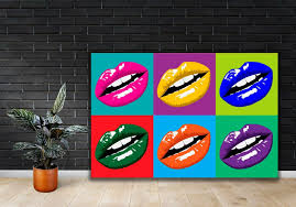 pop art lips printed canvas picture