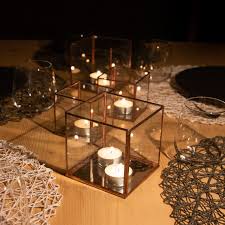 Glass Cube Candle Holder With Mirror