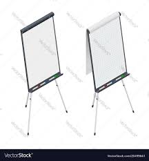 Isometric Blank Flip Chart Whiteboard And Empty