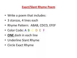 ppt exact slant rhyme poem powerpoint