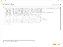 create calendar table using power query